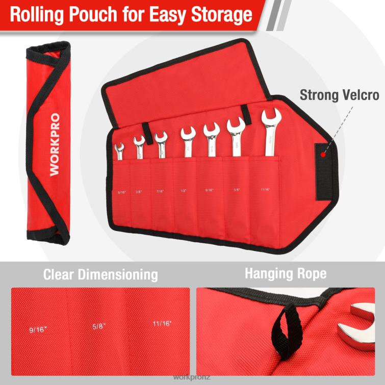 7-Piece Ratcheting Combination Wrench Set 8884L85 Useful WORKPRO Tool