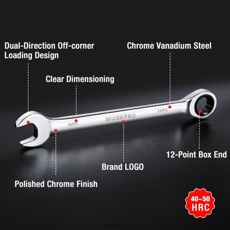 7-Piece Ratcheting Combination Wrench Set 8884L85 Useful WORKPRO Tool