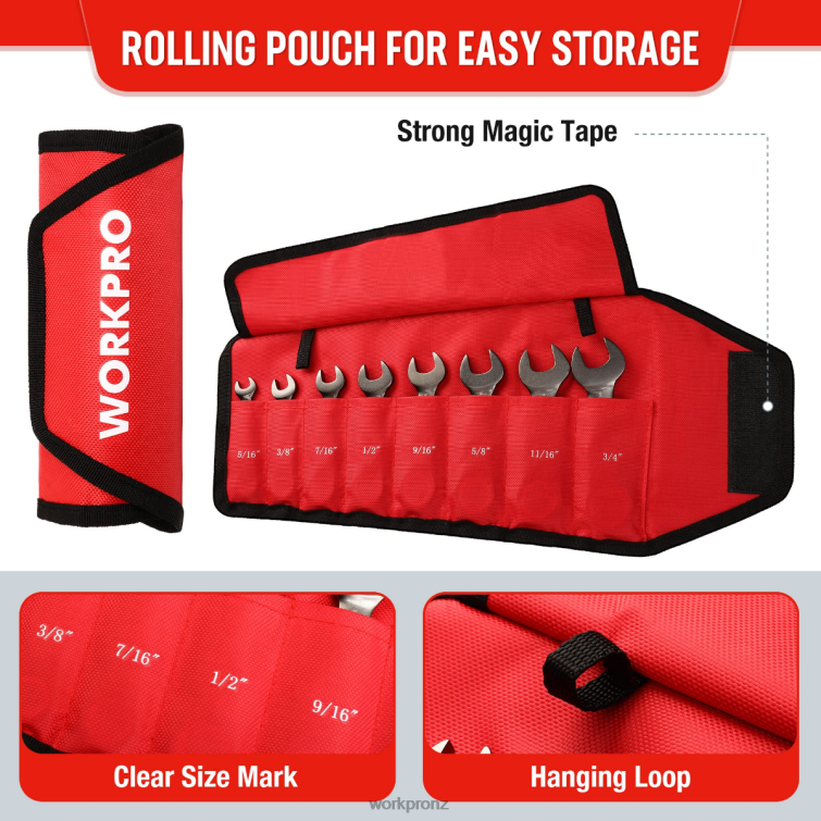 8 Pcs Flex-Head Stubby Ratcheting Combination Wrench Set 8884L82 New WORKPRO Tool