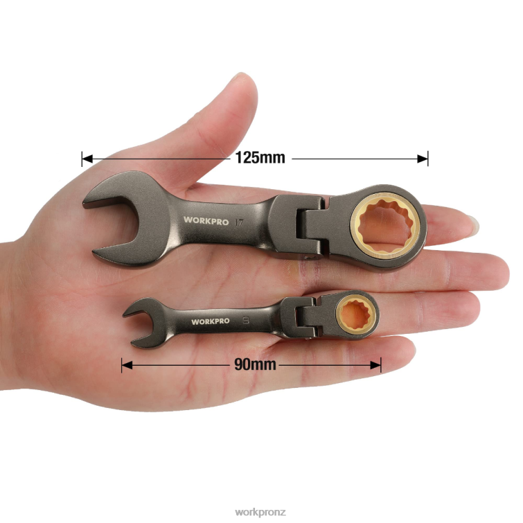 8 Pcs Flex-Head Stubby Ratcheting Combination Wrench Set 8884L82 New WORKPRO Tool