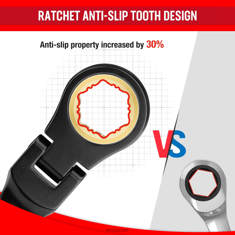 8 Pcs Ratcheting Combination Flex-Head Anti-Slip Wrench Set 8884L80 Morden WORKPRO Tool