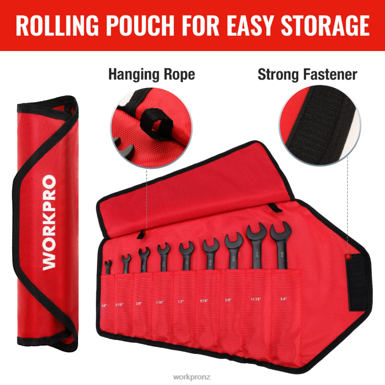 9 Pcs Anti-Slip Ratcheting Combination Wrench Set 8884L88 Black WORKPRO Tool