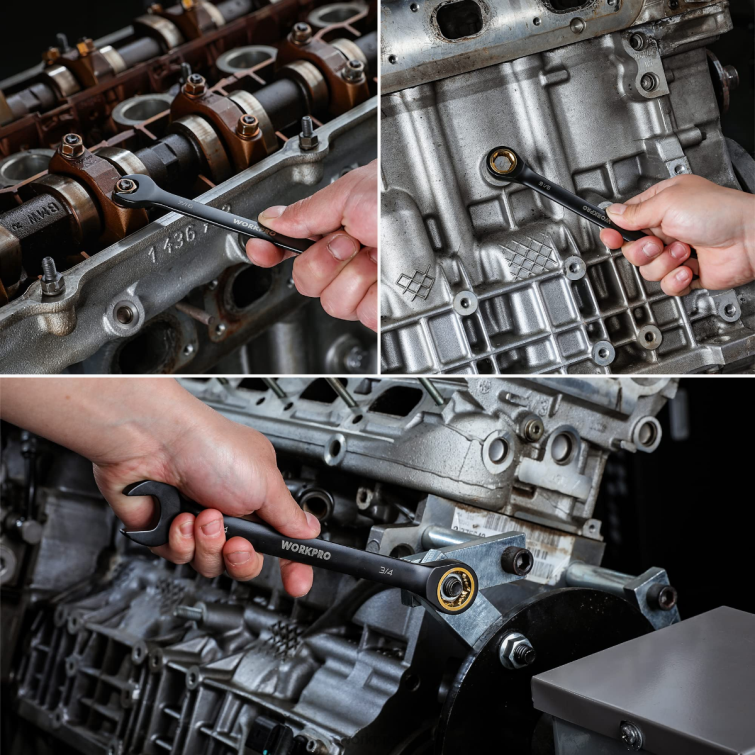 9 Pcs Anti-Slip Ratcheting Combination Wrench Set 8884L88 Black WORKPRO Tool