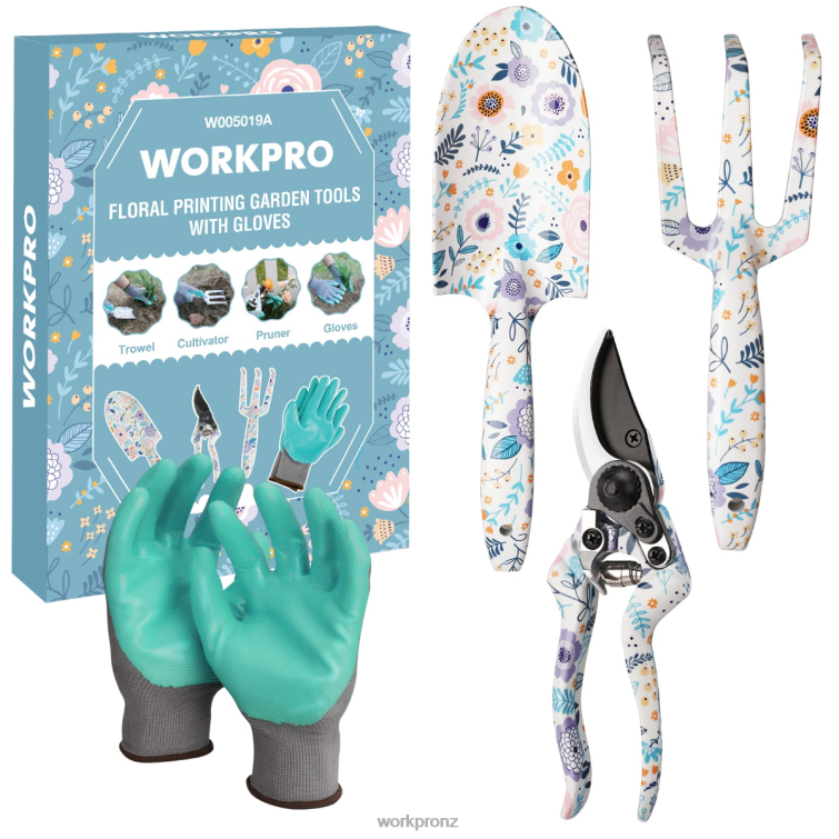 4PCS Aluminum Garden Tool Set 8884L285 White/Pink WORKPRO Tool