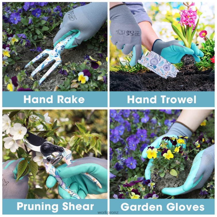 4PCS Aluminum Garden Tool Set 8884L285 White/Pink WORKPRO Tool