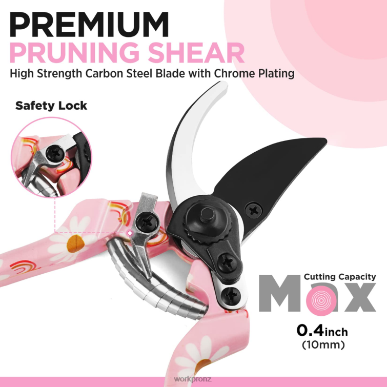 5PCS Aluminum Heavy Duty Gardening Tool Set 8884L284 White/Pink WORKPRO Tool