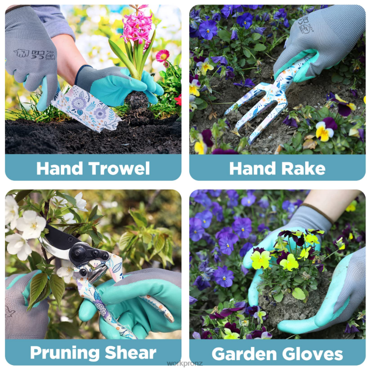 5PCS Aluminum Heavy Duty Gardening Tool Set 8884L284 White/Pink WORKPRO Tool