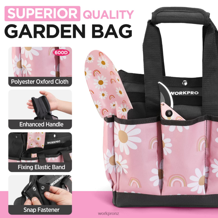 5PCS Aluminum Heavy Duty Gardening Tool Set 8884L284 White/Pink WORKPRO Tool