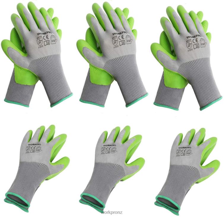 6 Pairs Garden Work Gloves with Eco Latex Palm Coated 8884L275 Helpful WORKPRO Tool