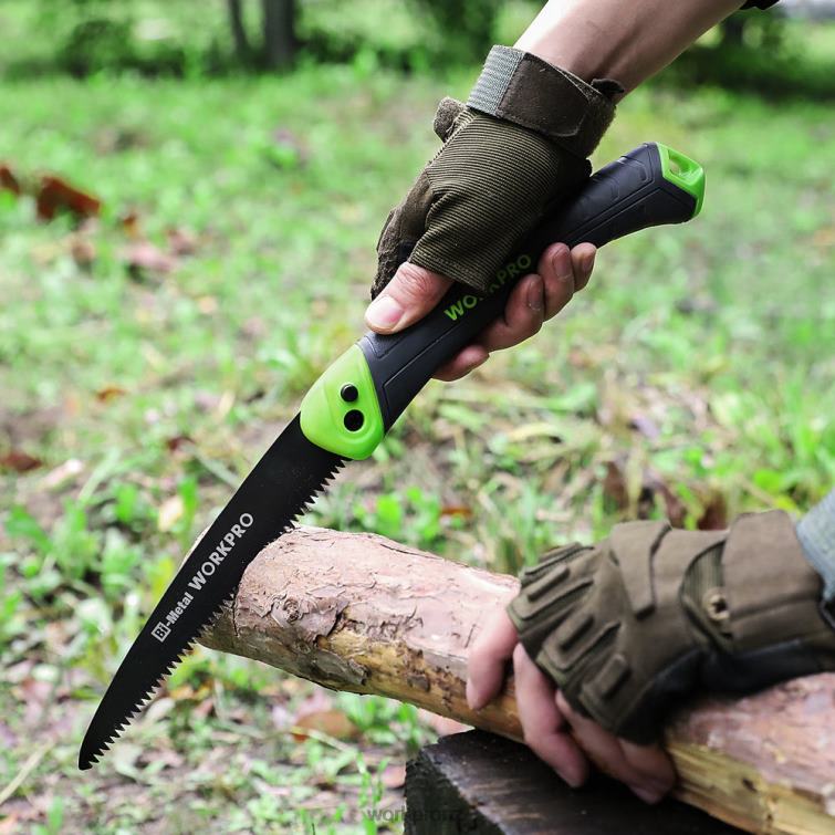Folding Saw Compact Hand Pruning Saw with 7 Inch Blade Push Button Lock 8884L270 Helpful WORKPRO Tool