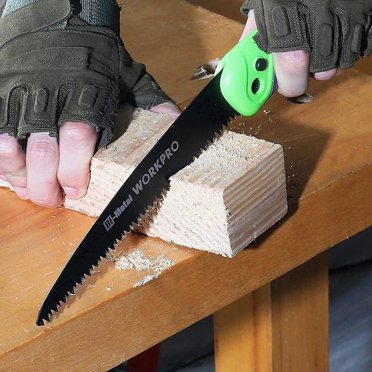 Folding Saw Compact Hand Pruning Saw with 7 Inch Blade Push Button Lock 8884L270 Helpful WORKPRO Tool