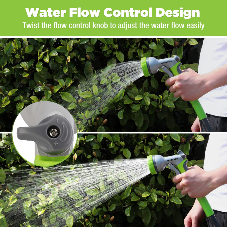 Garden High Pressure Water Hose Nozzle Sprayer with 8 Adjustable Watering Patterns & Thumb Control Design 8884L288 Useful WORKPRO Tool
