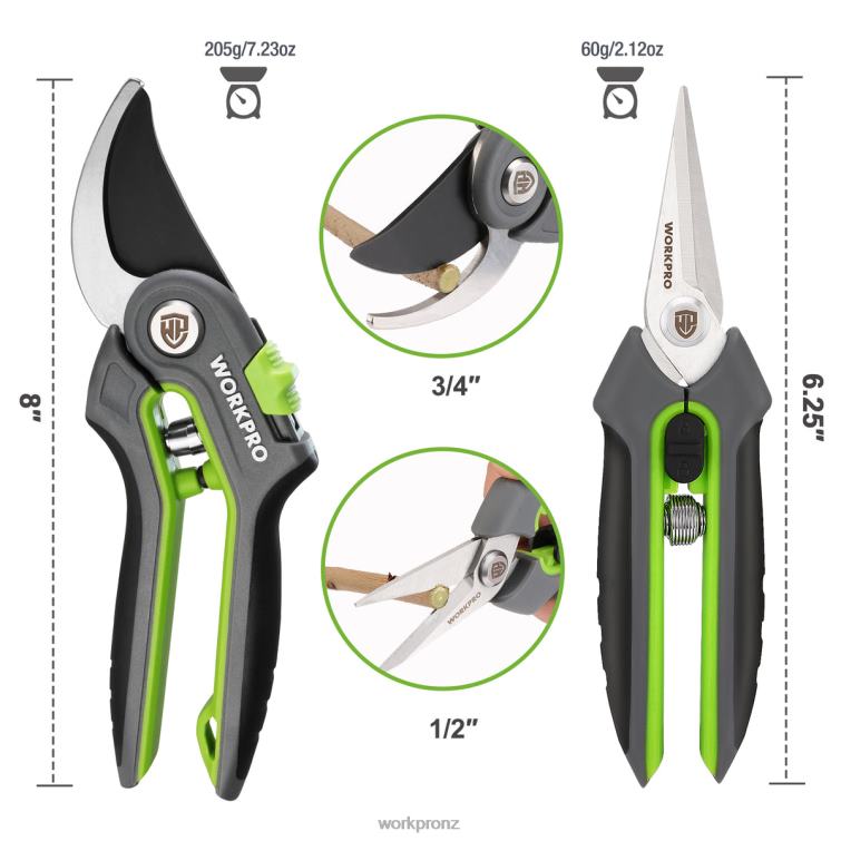 Garden Pruning Shears 2 Pack, Bypass Pruning Shears and Straight Garden Scissors 8884L280 Morden WORKPRO Tool