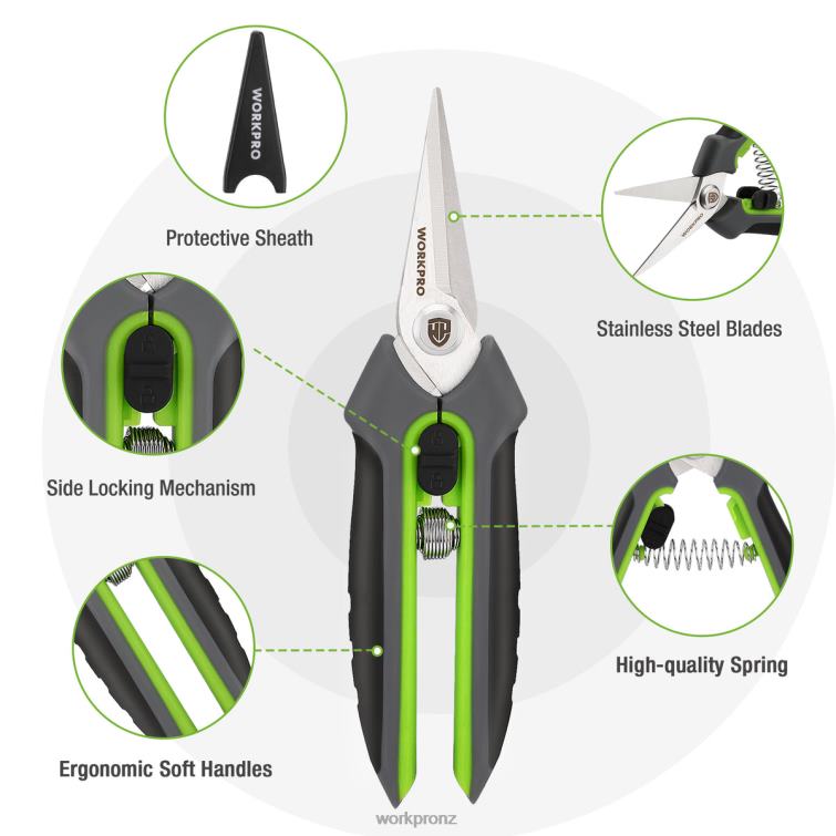 Garden Pruning Shears 2 Pack, Bypass Pruning Shears and Straight Garden Scissors 8884L280 Morden WORKPRO Tool