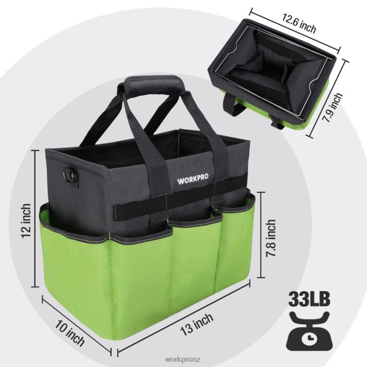 Heavy Duty Standable Garden Tote Bag, with 10 Pockets and Long Adjustable Shoulder Strap 8884L281 Helpful WORKPRO Tool