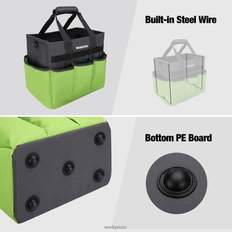 Heavy Duty Standable Garden Tote Bag, with 10 Pockets and Long Adjustable Shoulder Strap 8884L281 Helpful WORKPRO Tool