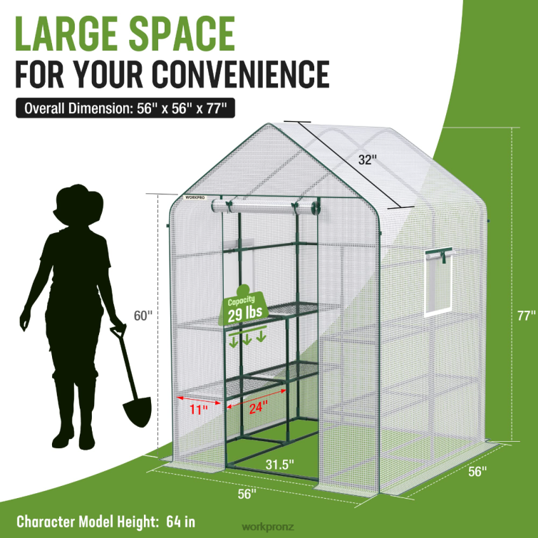 Large 3 Tier 8 ShelvesOutdoor Portable Walk-in Gardening Greenhouse 8884L290 Useful WORKPRO Tool