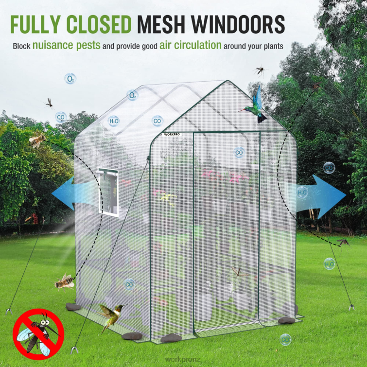 Large 3 Tier 8 ShelvesOutdoor Portable Walk-in Gardening Greenhouse 8884L290 Useful WORKPRO Tool