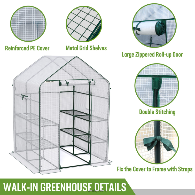Large 3 Tier 8 ShelvesOutdoor Portable Walk-in Gardening Greenhouse 8884L290 Useful WORKPRO Tool