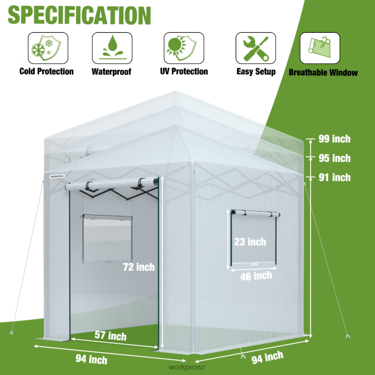 Portable Walk-in Greenhouse 8884L279 Morden WORKPRO Tool