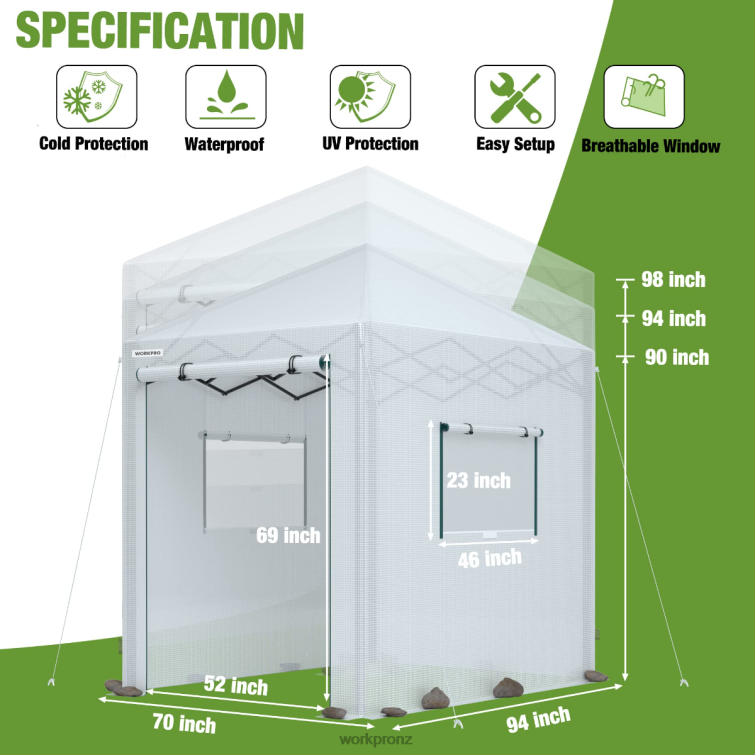 Portable Walk-in Greenhouse 8884L289 Useful WORKPRO Tool