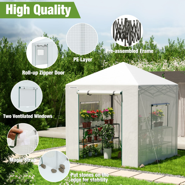 Portable Walk-in Greenhouse 8884L289 Useful WORKPRO Tool