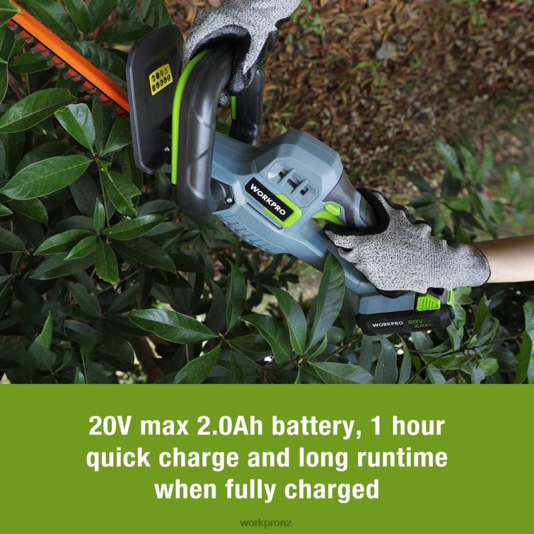 20V Cordless Hedge Trimmer Dual Action Blades Electric Gardening Tool 2.0Ah Battery and 1 Hour Quick Charger Included 8884L295 Morden WORKPRO Tool