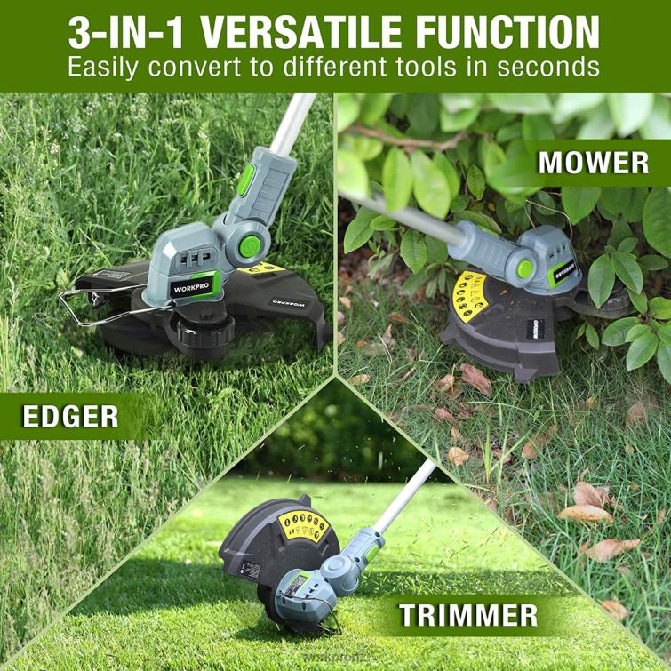 20V Cordless String Trimmer / Edger 12-inch with 2Ah Lithium-Ion Battery 1 Hour Quick Charger 16.4ft Trimmer Line Included 8884L293 Helpful WORKPRO Tool