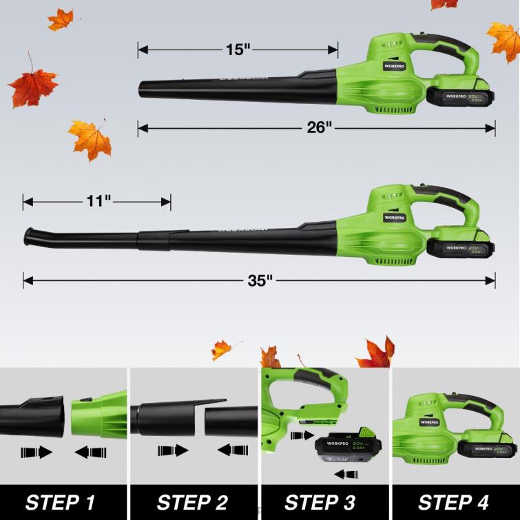 20V Lightweight Mini Cordless Leaf Blower wih Battery and Charger, 2-Speed Control 8884L303 Morden WORKPRO Tool