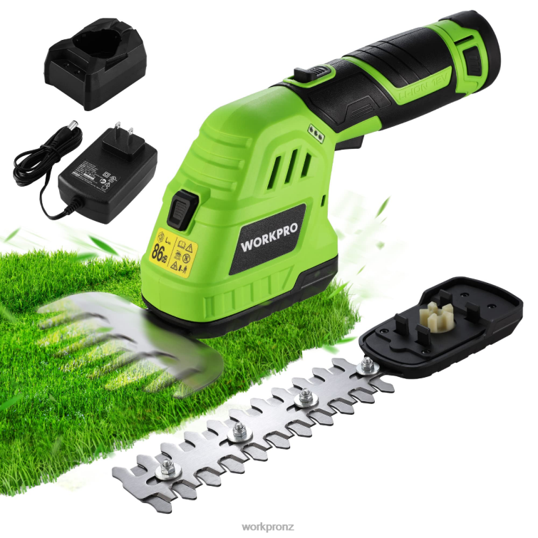 2 in 1 12V Electric Cordless Grass Hedge Shear & Handheld Shrubbery Trimmer, with 2.0Ah Rechargeable Lithium-Ion Battery and 1 Hour Fast Charger 8884L301 Morden WORKPRO Tool