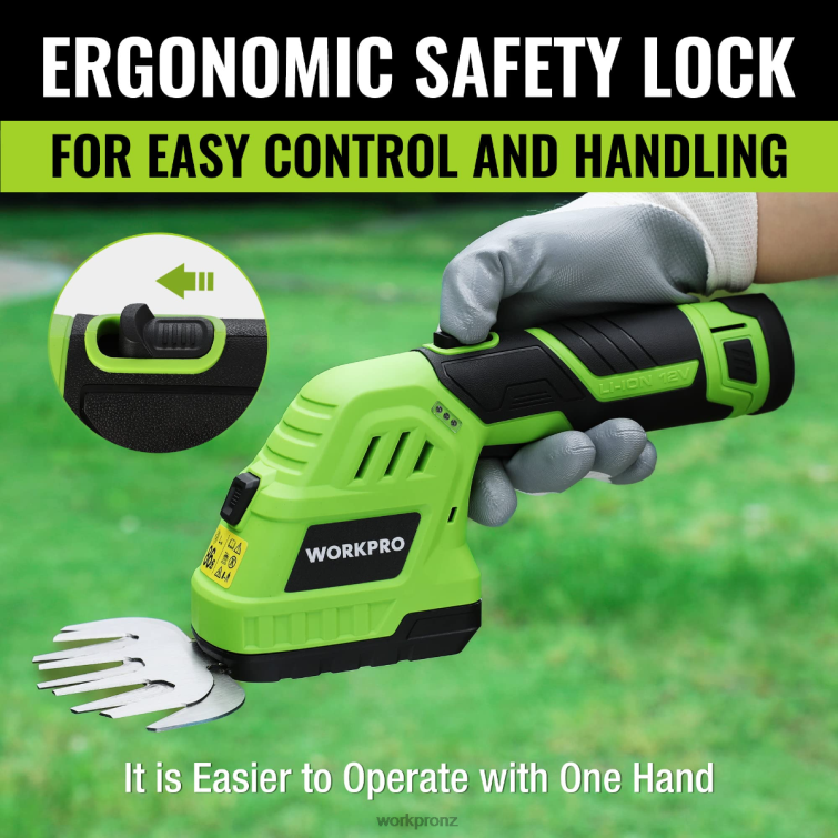 2 in 1 12V Electric Cordless Grass Hedge Shear & Handheld Shrubbery Trimmer, with 2.0Ah Rechargeable Lithium-Ion Battery and 1 Hour Fast Charger 8884L301 Morden WORKPRO Tool
