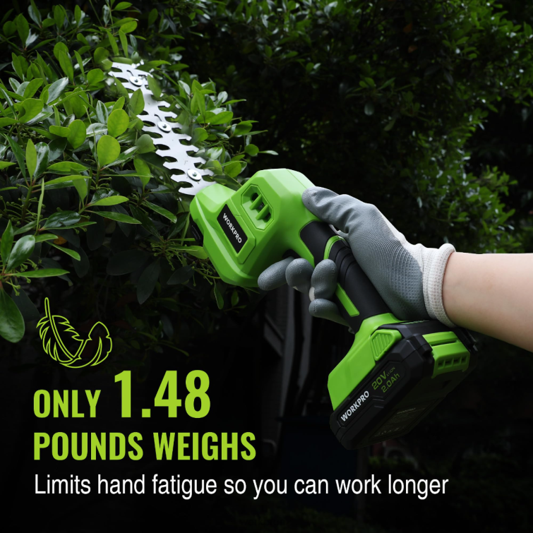 2 in 1 20V Electric Cordless Grass Hedge Shear & Handheld Shrubbery Trimmer, with 2.0Ah Rechargeable Lithium-Ion Battery and 1 Hour Fast Charger 8884L302 Useful WORKPRO Tool