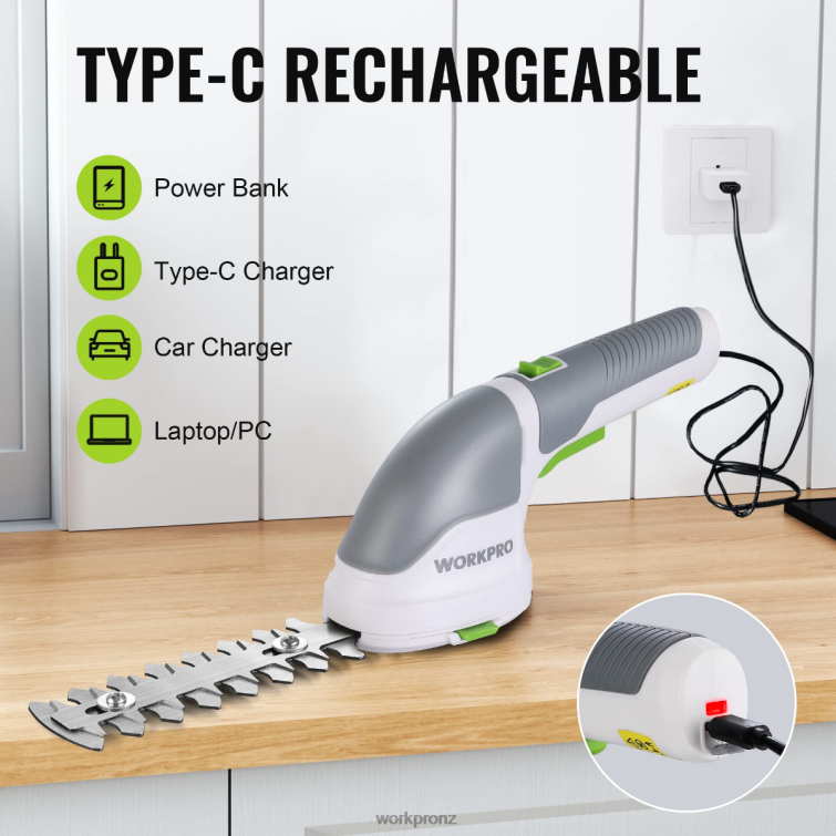 2 in 1 Handheld 3.6V Electric Cordless Shrubbery Trimmer Hedge Shears/Grass Cutter 8884L268 Pink/Green/White WORKPRO Tool