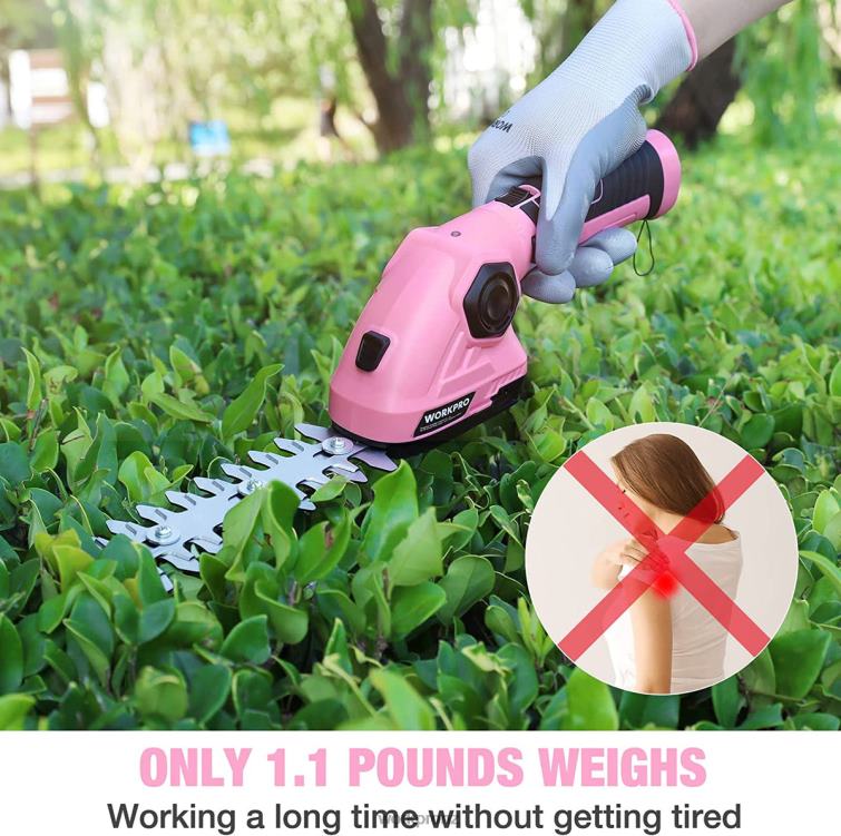 2 in 1 Handheld Hedge Trimmer 7.2V Electric Grass Trimmer/Hedge Shears 8884L266 Pink WORKPRO Tool