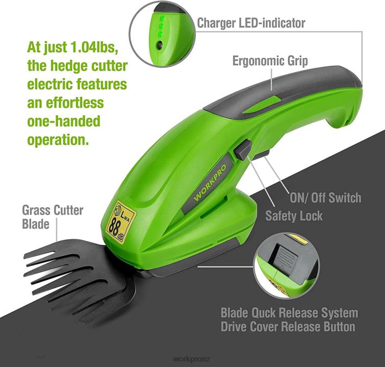 2 in 1 Handheld Hedge Trimmer 7.2V Electric Grass Trimmer Hedge Shears/Grass Cutter 8884L294 Morden WORKPRO Tool