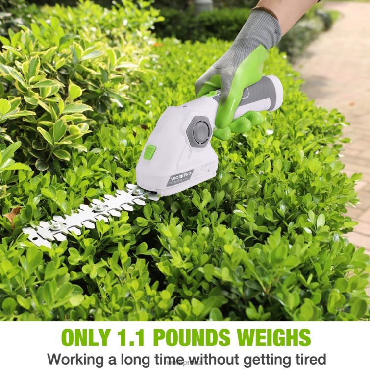 Cordless Grass Shear & Shrubbery Trimmer 2 in 1 Handheld Hedge Trimmer 7.2V Electric Grass Trimmer Hedge Shears 8884L297 Green/White WORKPRO Tool