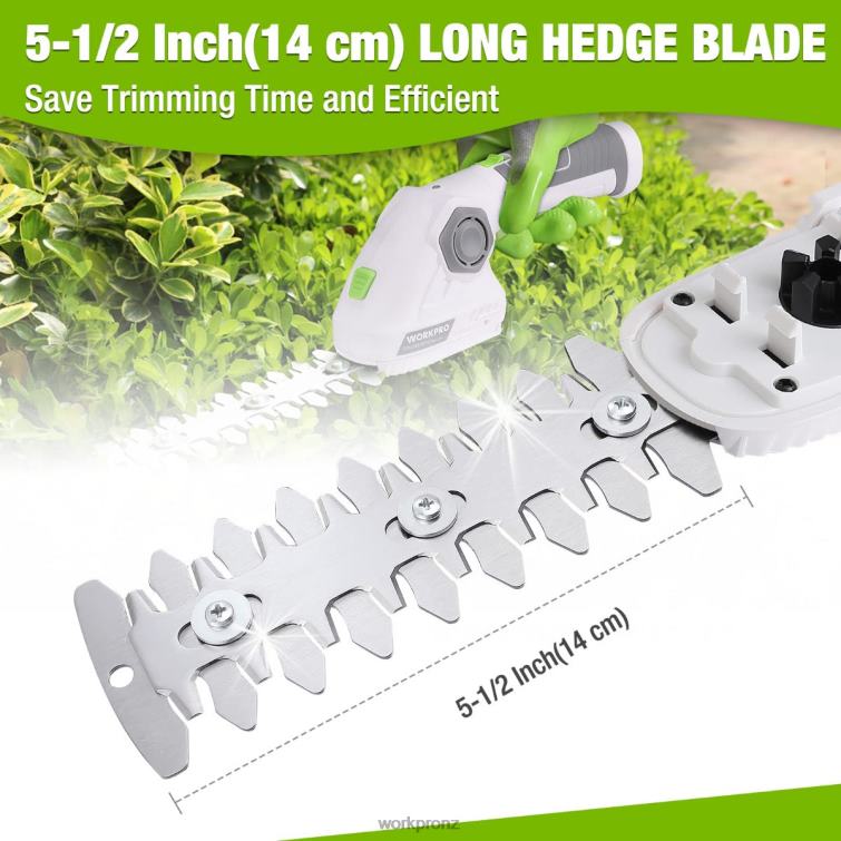 Cordless Grass Shear & Shrubbery Trimmer 2 in 1 Handheld Hedge Trimmer 7.2V Electric Grass Trimmer Hedge Shears 8884L297 Green/White WORKPRO Tool