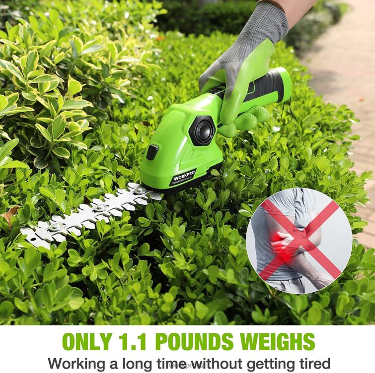 Cordless Grass Shear & Shrubbery Trimmer 2 in 1 Handheld Hedge Trimmer 7.2V Electric Grass Trimmer Hedge Shears 8884L297 Green/White WORKPRO Tool