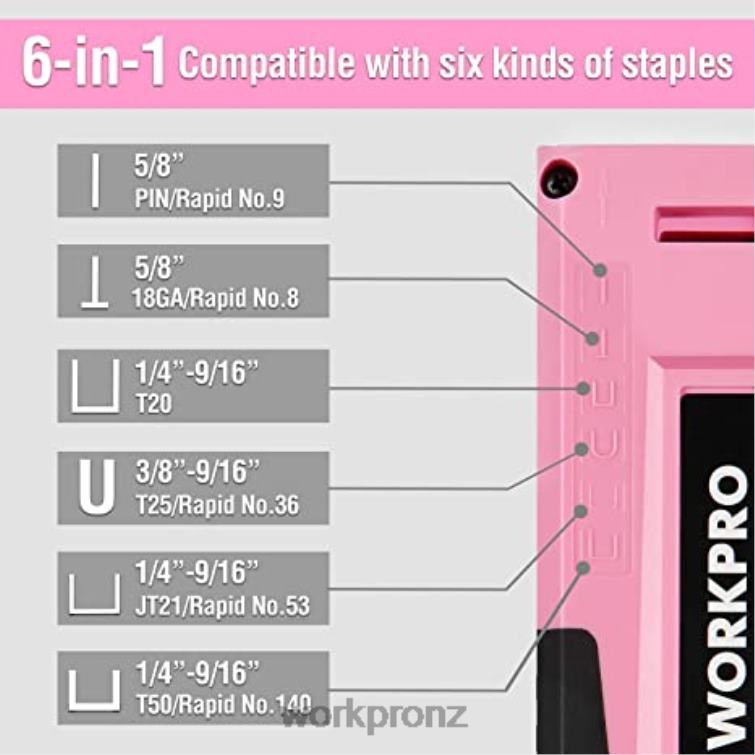 106 Pcs Tool Kit & 6 Pcs Magnetic Screwdrivers & 12V Cordless Drill Driver Kit & 6-in-1 Staple Gun 8884L312 Pink WORKPRO Tool