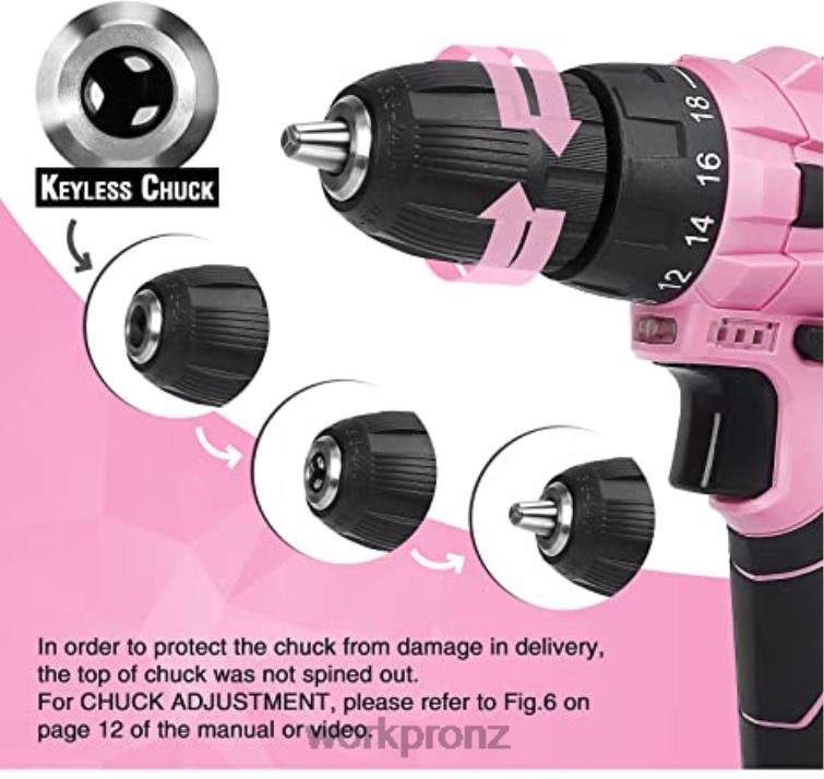 12V Cordless Drill Set & 6-in-1 Staple Gun & 8 Pcs Magnetic Screwdrivers Set & Cordless Hot Melt Glue Gun 8884L313 Pink WORKPRO Tool