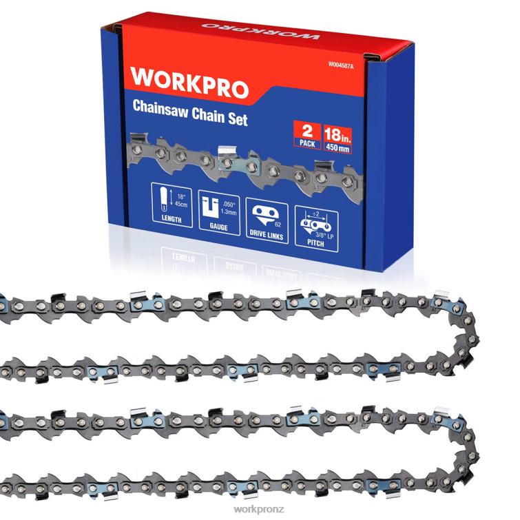 2-Pack Chainsaw Chain, 3/8"Pitch, 62 Drive Links Wood Cutting Saw Chain for Chainsaw Parts 8884L203 New WORKPRO Tool