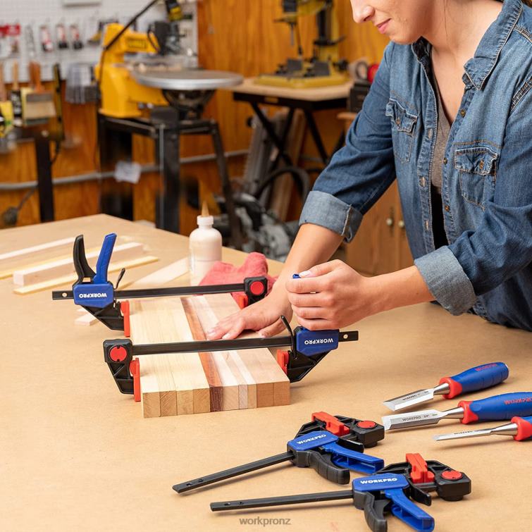 2 Pcs Bar Clamps for Woodworking, Medium Duty 300lbs One-Handed Clamp/Spreader 8884L123 Helpful WORKPRO Tool