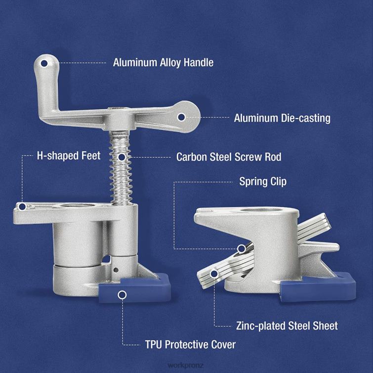 2 Pcs Pipe Clamps, Aluminum Die-casting Lightweight Tube Clamps 8884L124 Black WORKPRO Tool