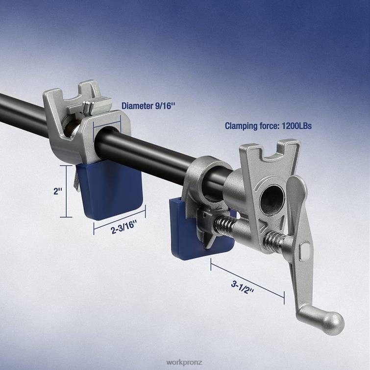 2 Pcs Pipe Clamps, Aluminum Die-casting Lightweight Tube Clamps 8884L124 Black WORKPRO Tool