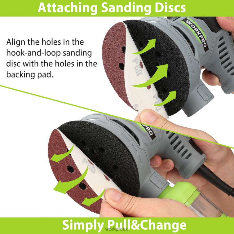 2.5 Amp Electric 5-Inch Random Orbit Sander, 6 Variable Speeds 7000 to 14000 RPM 8884L233 Useful WORKPRO Tool