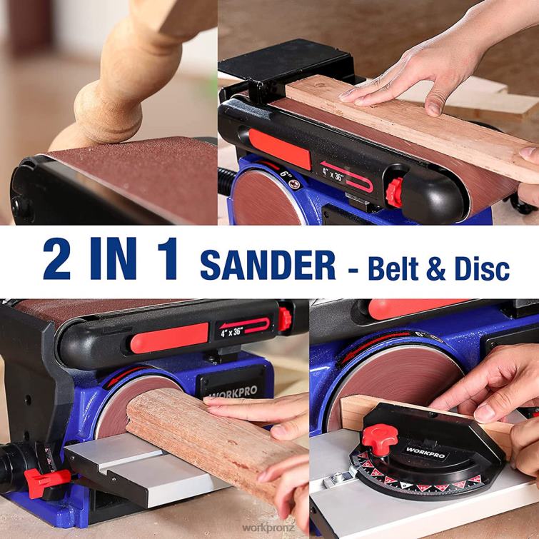 Belt Disc Sander, 4 in. x 36 in. Belt & 6 in. Disc Sander with 6 pcs Sandpapers, Cast Iron Base for Sanding Woodworking 8884L235 Useful WORKPRO Tool