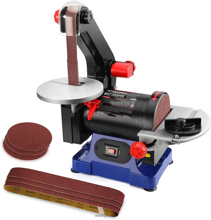 Disc Belt Sander, 1 in. x 30 in. Belt & 5 in. Sanding Disc, including 6 PCS Sandpapers 8884L237 Helpful WORKPRO Tool