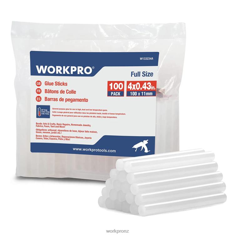 100-pack Full Size Hot Glue Sticks Compatible with Most Glue Guns 8884L196 New WORKPRO Tool