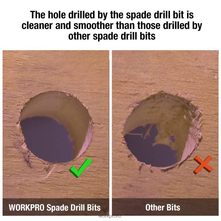 10 Pcs Premium Carbon Steel Pro Spade Drill Bit Set 8884L192 Helpful WORKPRO Tool