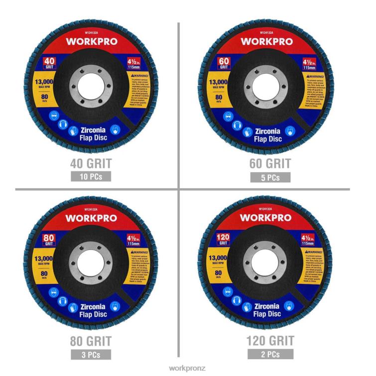 20 Pcs Flap Discs Zirconia Abrasive Grinding Wheel and Flap Sanding Disc 8884L209 Useful WORKPRO Tool